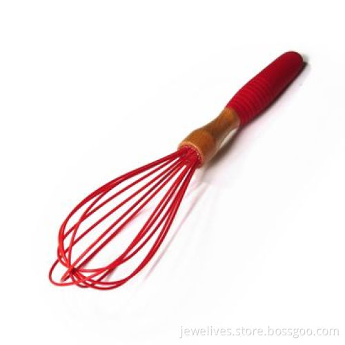 Food-grade Silicone Kitchen Red with Wooden Handle, Food Safe